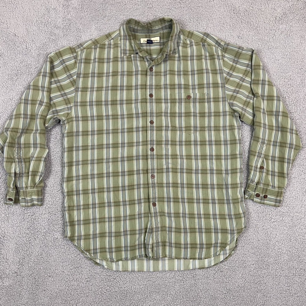 Tommy Bahama  Men's Long Sleeve Shirt M 100% Silk Blue/Green‎